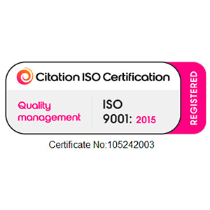 ISO 9001 2015 badge white